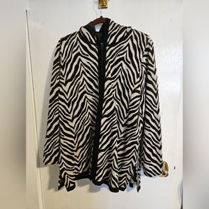 Misook Zebra Print Hooded Jacket Size 1X with Brown Sleeveless Top Size M Set